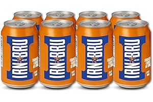 BARR IRN-BRU Original Scottish Sparkling Soda, Citrus Flavored Carbonated Drink - Sparkling Flavored Soft Drink, 32 Flavor Recipe, 11.1 fl oz Cans, Pack of 8