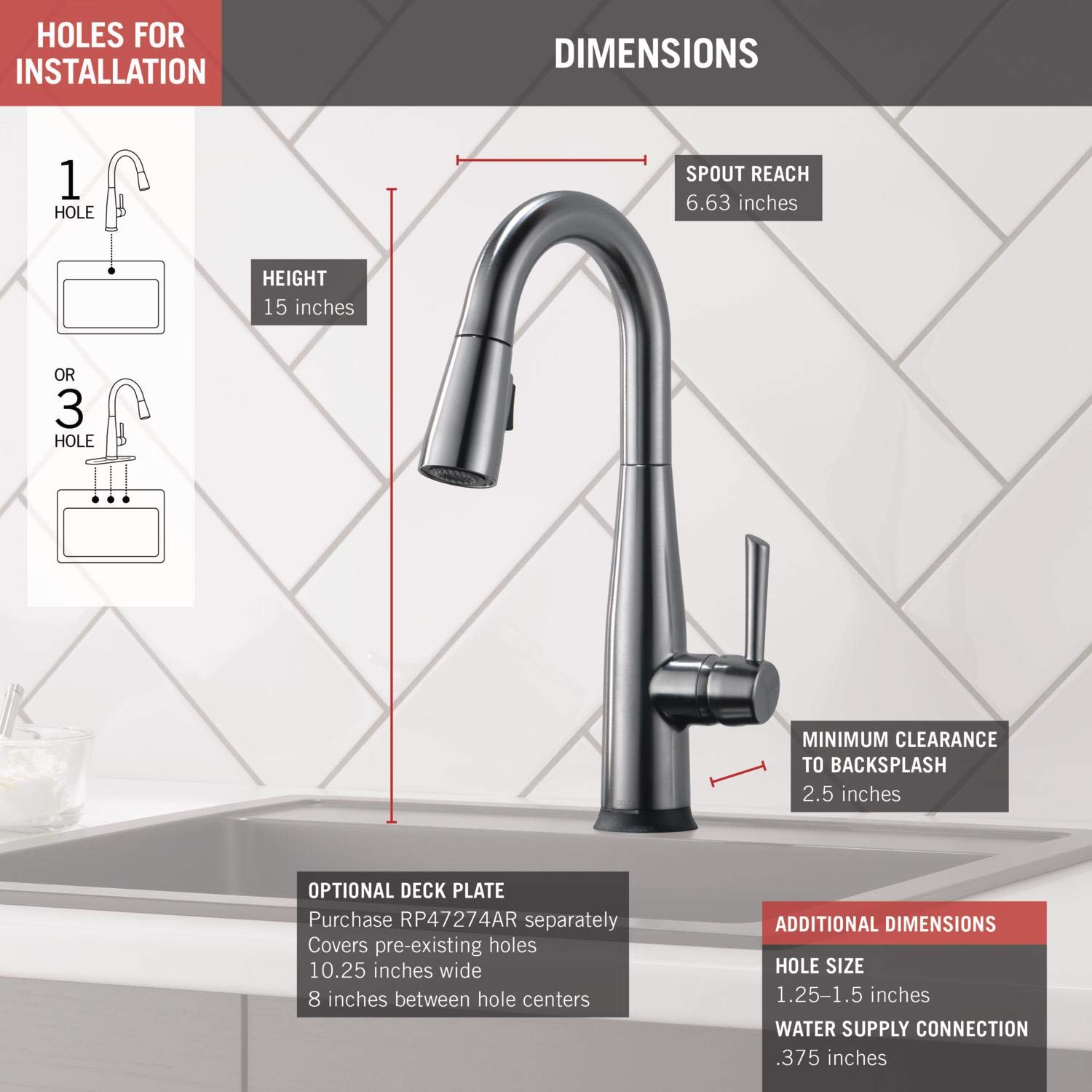 Delta Faucet 9913TARDST Essa Single Handle Bar/Prep Faucet with