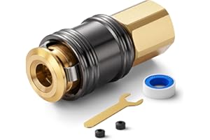 AstroAI C1 Upgraded Anti-Leak Air Chuck, 1/4 Inch FNPT Closed Flow Brass Tire Chuck, Quick Connector Lock Air Chucks for Tire