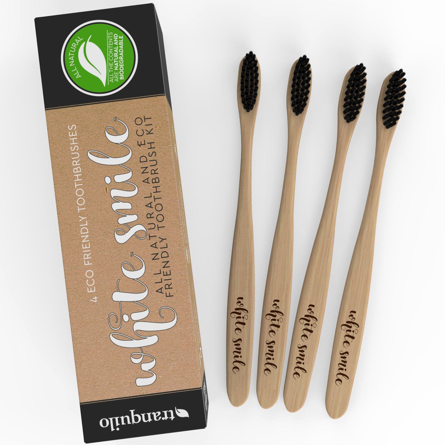 Eco Toothbrush Made From Bamboo & Charcoal Infused Bristles Family
