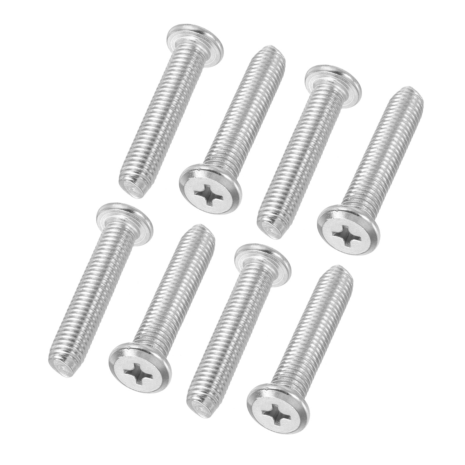 PATIKIL Flat Round Head Phillips Screws, 8 Pack M8-1.25 x 65mm Binding Screws 304 Stainless Steel 18-8 Full Thread, Phillips Drive Machine Screw Furniture Screw Connector Bolts