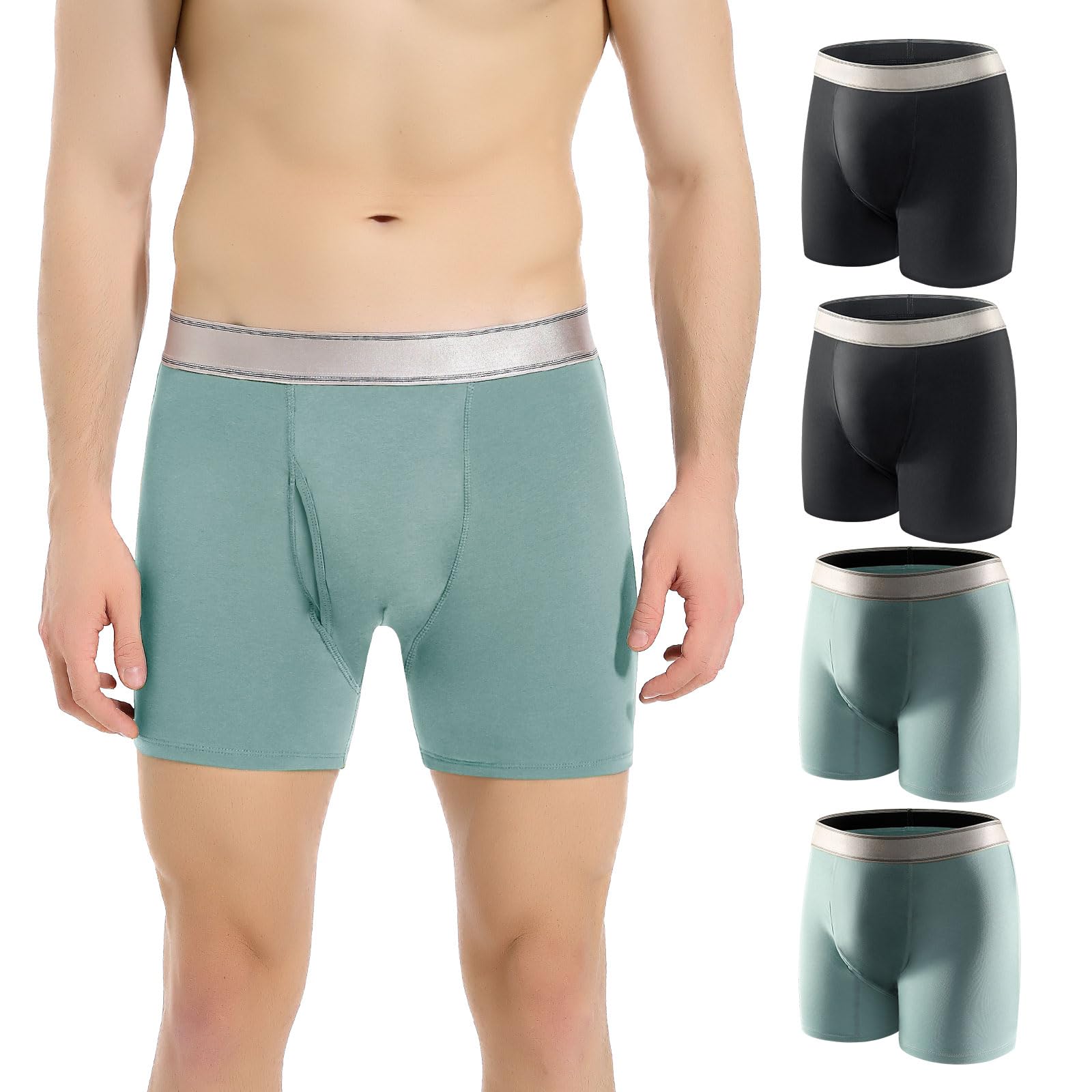 Photo 1 of Carer Mens Incontinence Underwear Washable 150ml Absorbent Leak Proof Underwear for Men Bladder Leak with Front Fly Reusable Mens Urinary Incontinence Boxer Briefs 4pk 2XL (2 Black/2 Blue)