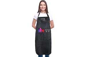 SupplyMaid Ultra-Soft Hair Salon Waterproof Apron with 5 Pockets - Bleach proof for Hairdresser, Hairstylist, Barber, Salon
