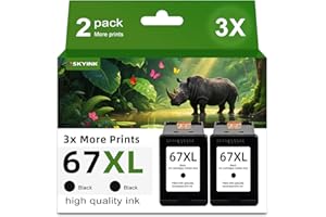SKYINK 67XL Ink Cartridges (Black 2 Pack) Replacement for HP 67 Ink XL 6055 2827e hp67xl hp67 for 2700 2700e 2855e 2752 2742e 2755 4255e 4100 4152e 4155 6000 6055e 6400 6458 6452 6455e Printer
