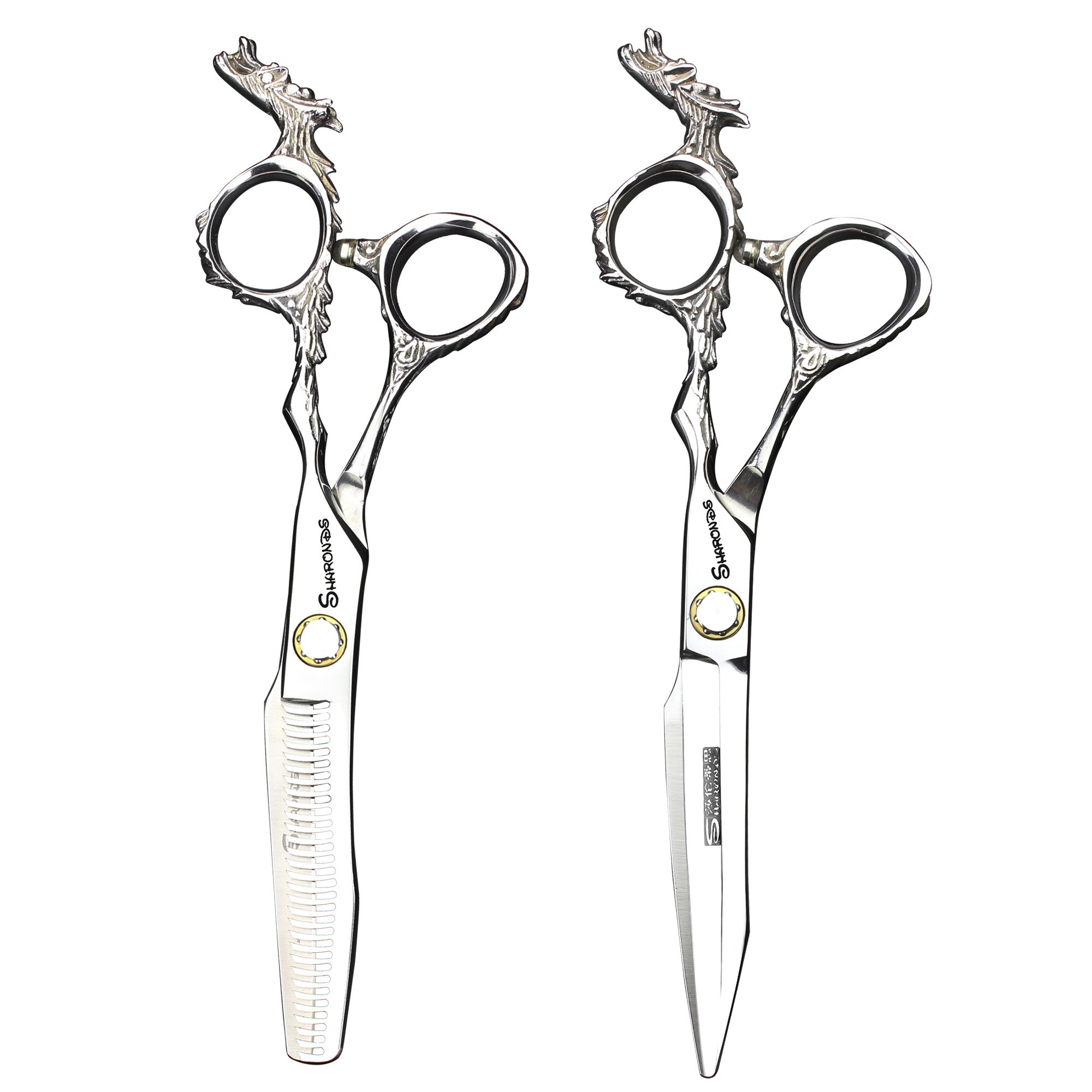SHARONDS 6 inch Professional Hair Scissors, Handmade Japanese 440C Hair Cutting Scissors and Thin Set