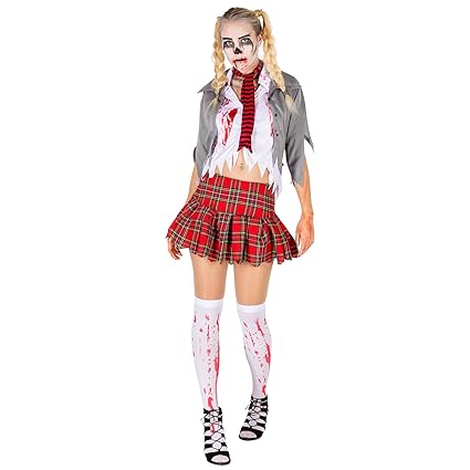 TecTake dressforfun Sexy Zombie Damen Kostüm Frauenkostüm inkl. Bluse, Rock, Strümpfe, Schal und Jacke (M | Nr. 300126)