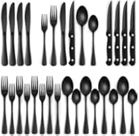 EWFEN 24-Piece Black Silverware Set