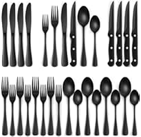 EWFEN 24-Piece Black Silverware Set