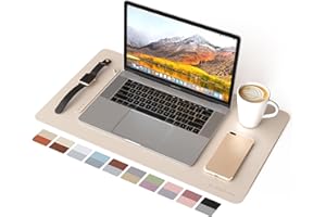 RENMTURE Double-Sided Two-Tone Faux Leather Desk mat Desktop Organization and Accessories Home and Office Large Mouse pad Game and Work (Beige/Brown, 23.6" x 13.7")