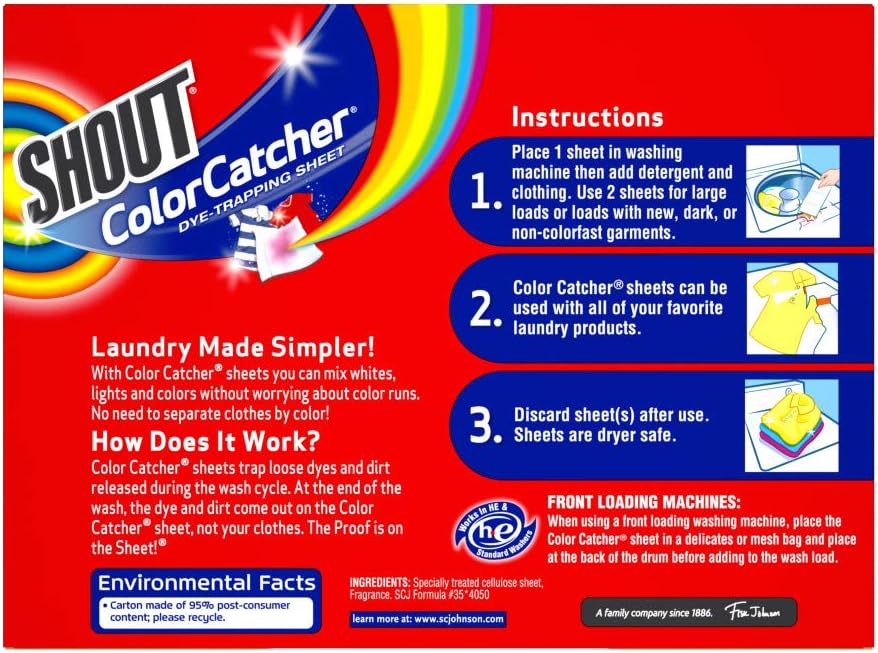 Shout Color Catcher Sheets for Laundry, Maintains Clothes Original Colors, 72 Count: Health & Personal Care
