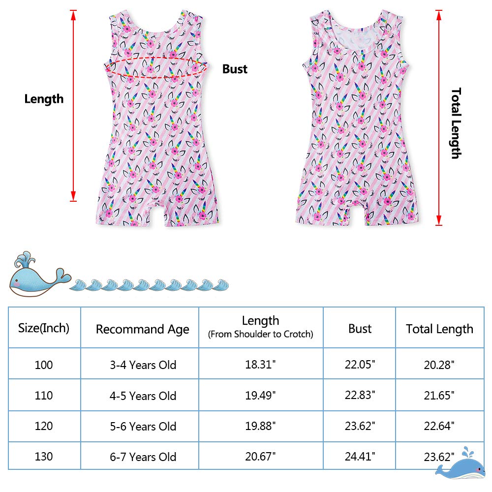 Little Girls Fashion Leotards Pretty Gymnastics Biketards Pink White Stripes Floral Unicorns Pattern 6-7 Years Dance Ballet BodySuits Unitard Biketard for Nieces Granddaughter Birthday Gift Present