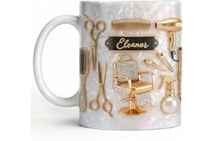 Master of Style Gold Salon Chair Scissors and Professional Hair Artistry - Personalized Custom Coffee Mug