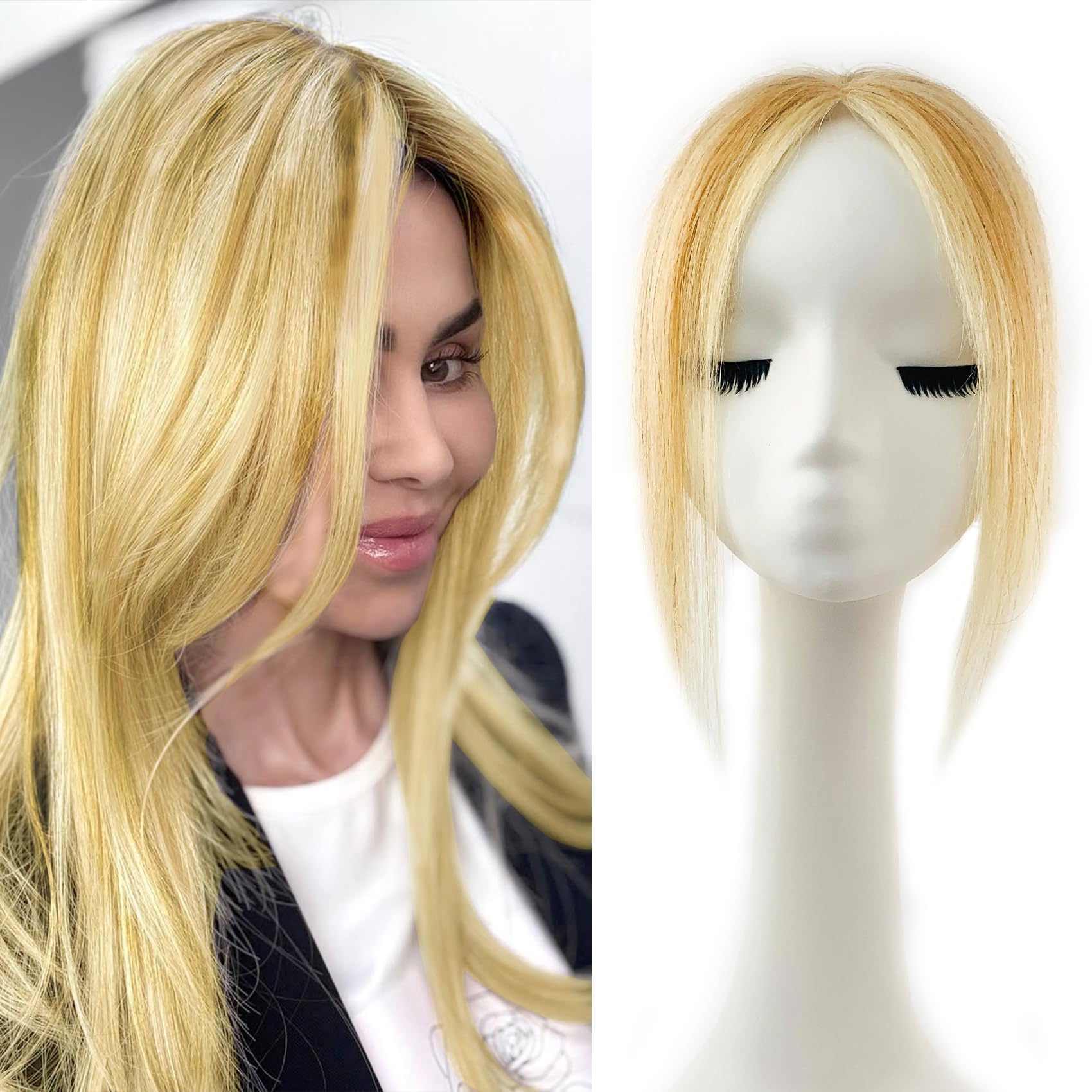 Photo 1 of ***** STOCK PHOTO FOR REFERENCE ****** 27/613 Hair Toppers for Women Real Human Hair 360° 3D Cover Middle Part Human Pieces for Women with ThinningHair (10Inch, 27/613) ***** 20 IN****