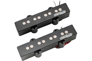 MUSICLILY Wilkinson WOJB Vari Gauss Ceramic 4-String Jazz Bass Pickups Set for JB Style Electric Bass, Black