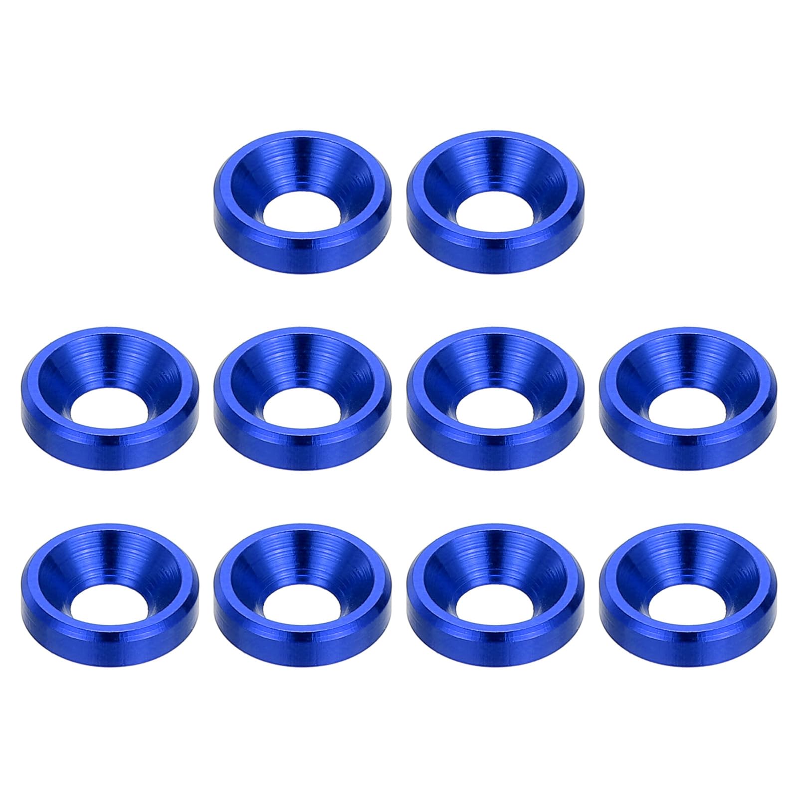 PATIKIL M3 Finishing Countersunk Washers, 10 Pack Head Washers Alloy Aluminum Screw Gaskets for Screw Bolt RC FPV PC Mechanical Accessories Parts, Deep Blue