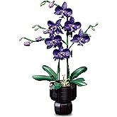 Audaxly Orchid Building Blocks Set, Purple Fake Orchid with Vase, Floral Botanical Collection for Girl, Artificial Flower Kit, Ideal Gifts for Women on Birthday, Mother's Day