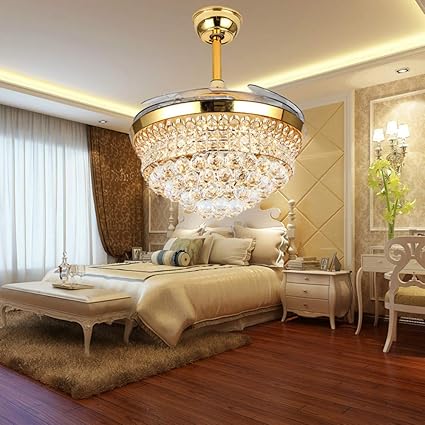 42 Drop Ceiling Fan With 4 Retractable Blades Gold Lighting
