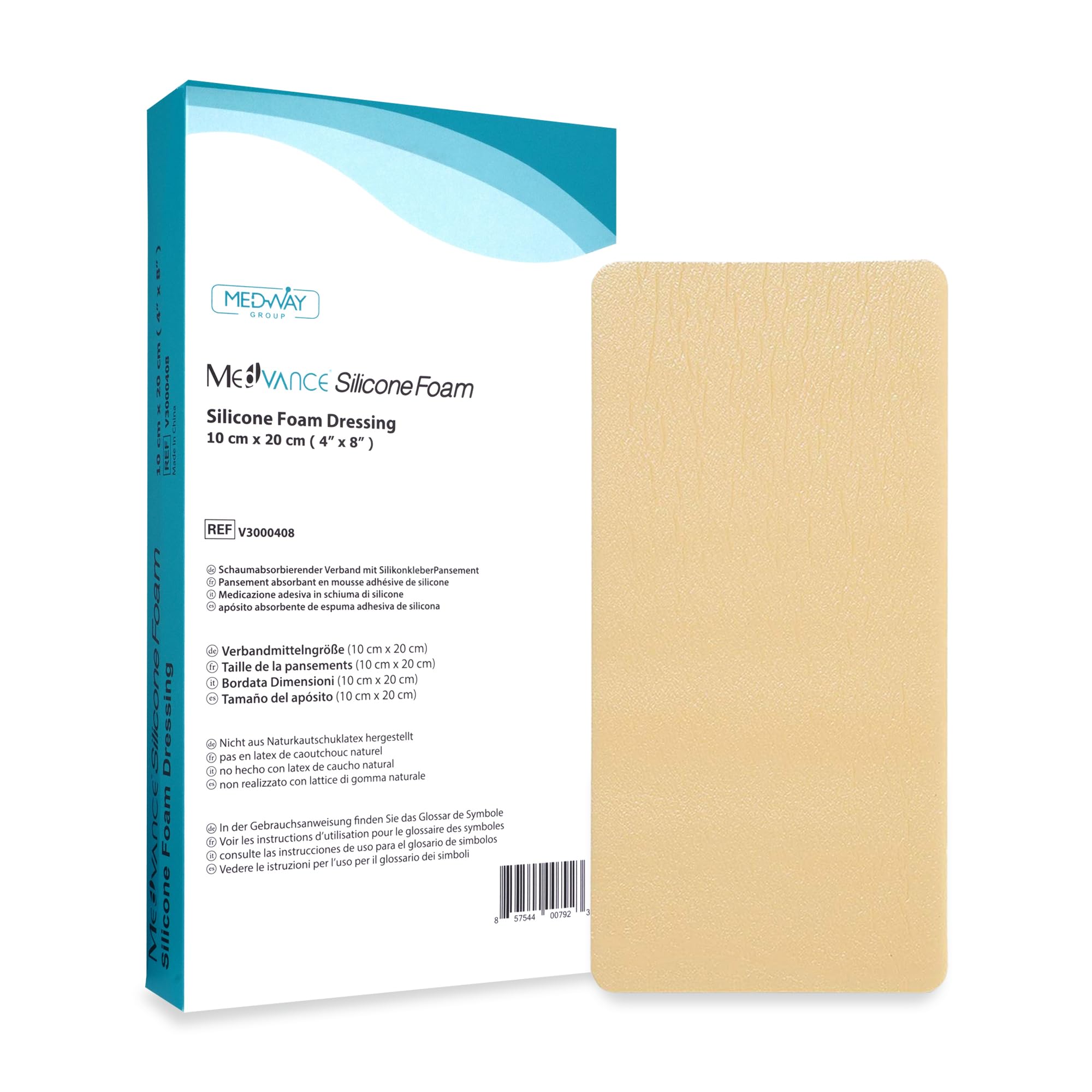 MedVance TM Silicone - Silicone Adhesive Foam Absorbent Dressing, 4"x8", Box of 5 dressings