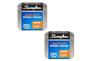 Swingline Optima High Capacity Staples, for 60/70 Sheets staplers, 3/8-Inch Leg Length, 125 per Strip, 2500 per Box (S7035550) 2 Pack