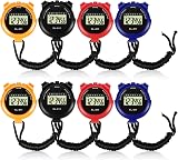Weewooday 8 Piece Sport Stopwatch Timer Large Display Waterproof Luminous