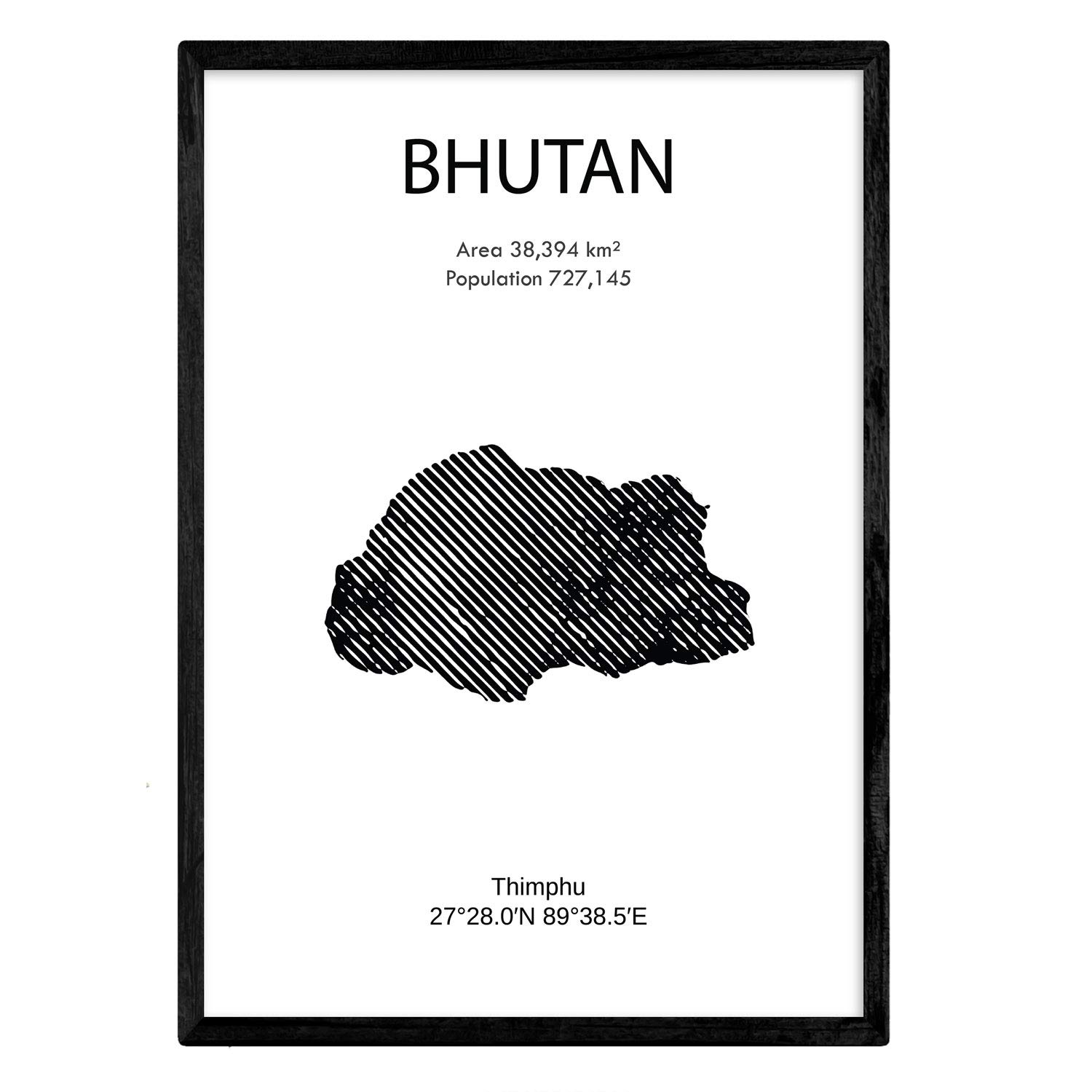 Nacnic Poster of Bhutan. Sheets of countries and continents. A3 size โ image 1