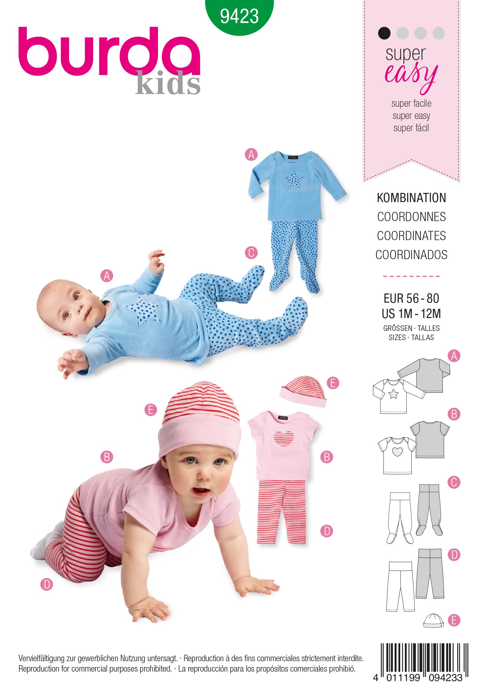 Burda Style Sewing Pattern B9423 Babies' Co-ordinates