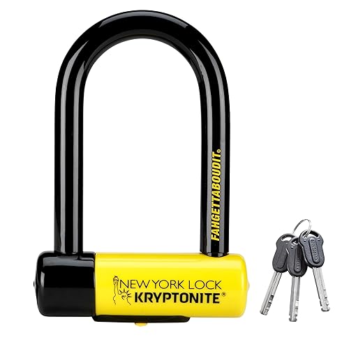 Kryptonite New York Fahgettaboutit Mini Bike U-Lock, Heavy Duty Anti-Theft Bicycle U Lock, 18mm Shackle with Keys, Ultimate Security Lock for Bicycles E-Bikes Scooters,Black