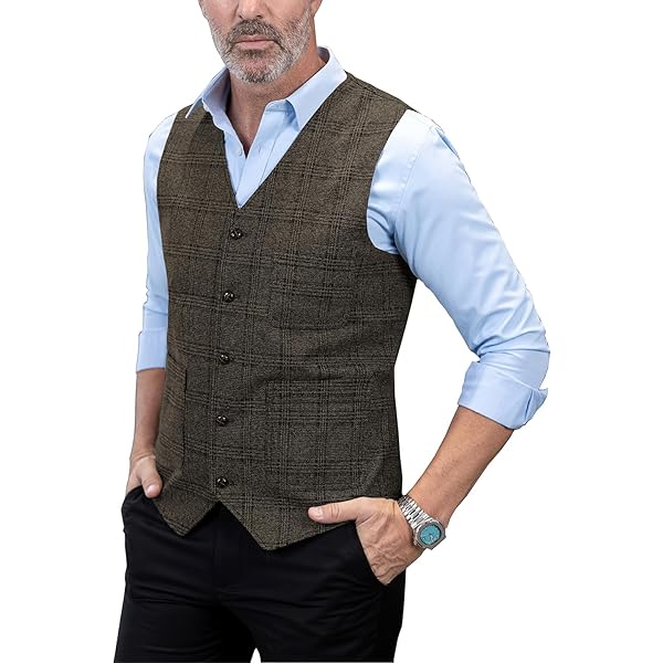 maison de dolce. ドルチェ candy tweed vest Mens Casual Leisure Suit Vest Plaid Tweed Regular Fit