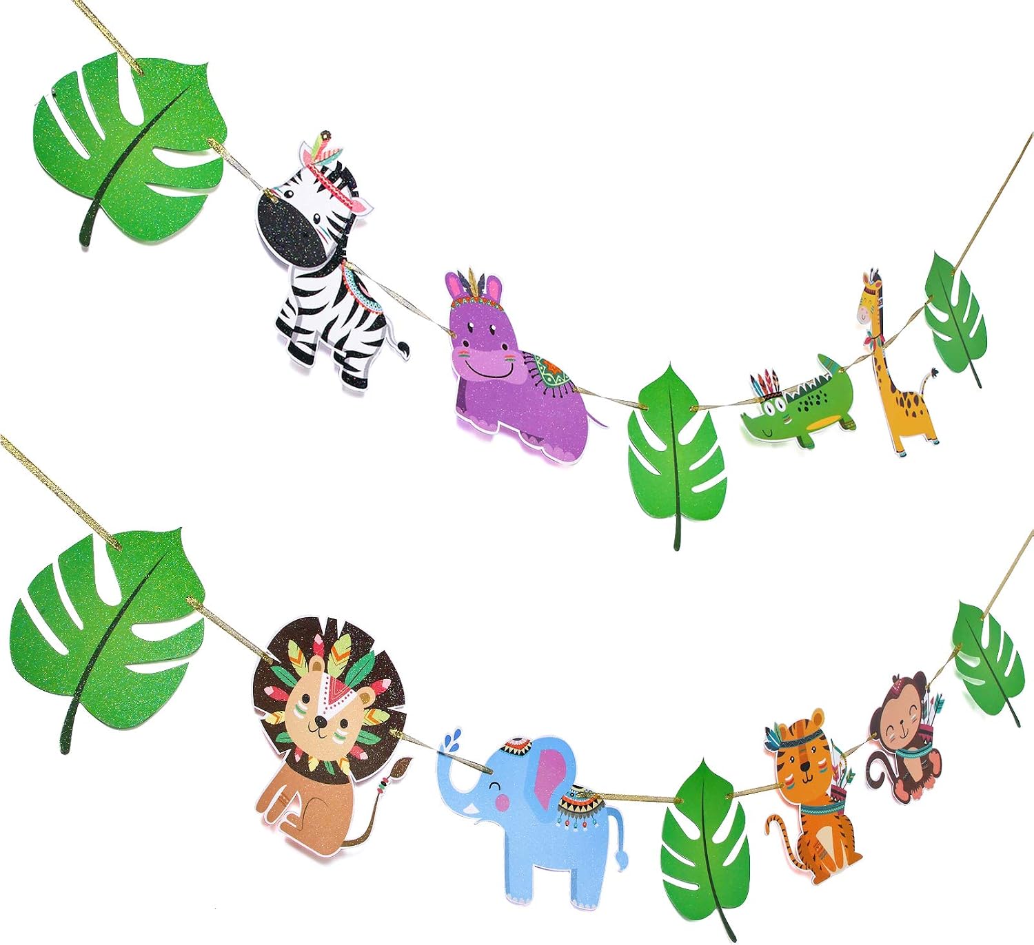 Jungle Animals Banner,Zoo Party Banner for Forest Theme Birthday Party,Jungle Safari Animal Garland for Zoo Themed Baby Shower Wild One Party Welcome Sign 1st Birthday Festival Party - Image 3