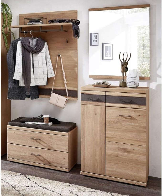 Lomadox Flurgarderoben Set Wildeiche massiv, mit natürlichem ...