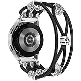 Newlibery Beaded Bracelet Compatible for Samsung Galaxy Watch 7/6/5/4/Active 2 40mm 44mm, 6 Classic 43mm 47mm, 5 Pro 45mm/Watch 4 Classic 42mm 46mm, 20mm Boho Stretchy Strap for Women