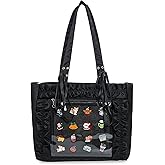 ZAROXOXS Womens Girls Tote Ita Bag Bowknot Wrinkled Edge Shoulder Bag Kawaii Purses and Handbags with Pin Display