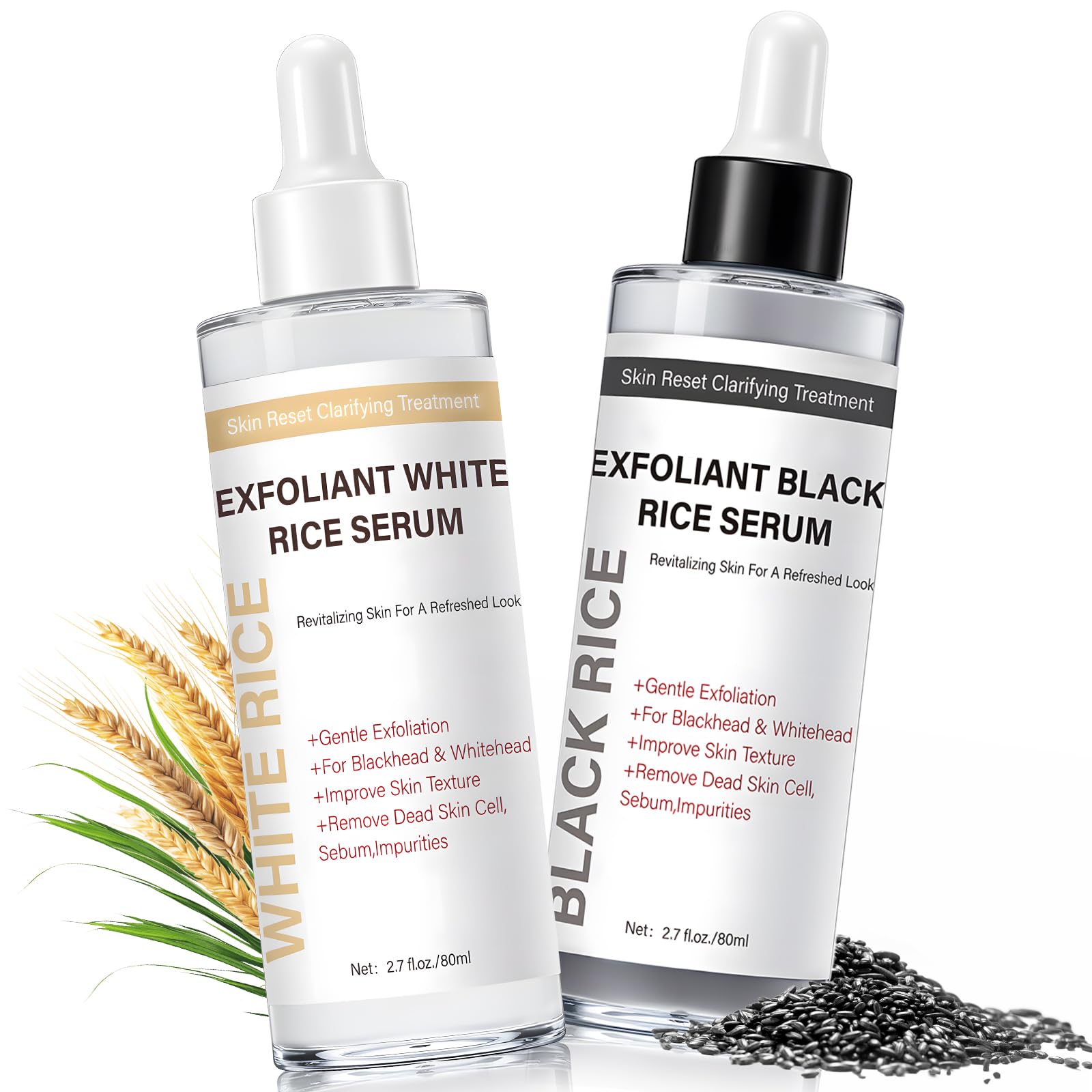 Photo 1 of Rice Exfoliant, Duo Soft Gentle Black Rice Peel Exfoliating Shot Ampoule for Face Body Deep Cleansing Shot Dead Skin Peeling Serum Pore Minimizing Deep Hydration All Skin Men Women