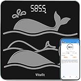 Vitafit Amazing 600lb Smart Bathroom Scale for Body Weight in 0.1lb, High Accuracy Assured by Scale Professional Factory Since 2001, Large Platform with 8mm Non-Slip Tempered Glass, LED, 3*AAA, Black
