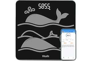 Vitafit Amazing 600lb Smart Bathroom Scale for Body Weight in 0.1lb, High Accuracy Assured by Scale Professional Factory Since 2001, Large Platform with 8mm Non-Slip Tempered Glass, LED, 3*AAA, Black