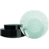 LCCFHTI 32 Pcs Transparent Green Plastic Plates, Elegant Floral Disposable Dessert Plates Combo Pack 7 inch Dessert Plate and 10 inch Dinner Plate, Fancy Green Dinnerware Set for Party, Wedding