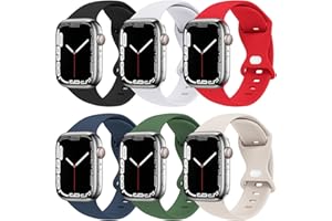 THWALK 6 Pack Bands Compatible with Apple Watch Band 41mm 40mm 38mm 49mm 45mm 44mm 42mm iWatch Silicone Band Ultra 2/Ultra SE Series 9/8/7/6/5/4/3/2/1 for Women Men (38mm/40mm/41mm S/M, 6 PACK C-Black/White/Red/Abyss Blue/Clover/Starlight)
