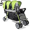 Gaggle by Foundations Compass 3 Seat Stroller | Triple Stroller for Infant and 2 Toddlers | Foot Brake | Shock-Absorbing All-Terrain Wheels | Easy Folding | Lime