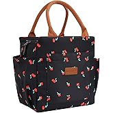 Joymee Lunch Bag Women Insulated Lunch Box Reusable Leakproof Large Spacious Cooler Tote for Women Men Adult with Bottle Holder and Side Pockets for Work Office Travel Picnic - Cherry