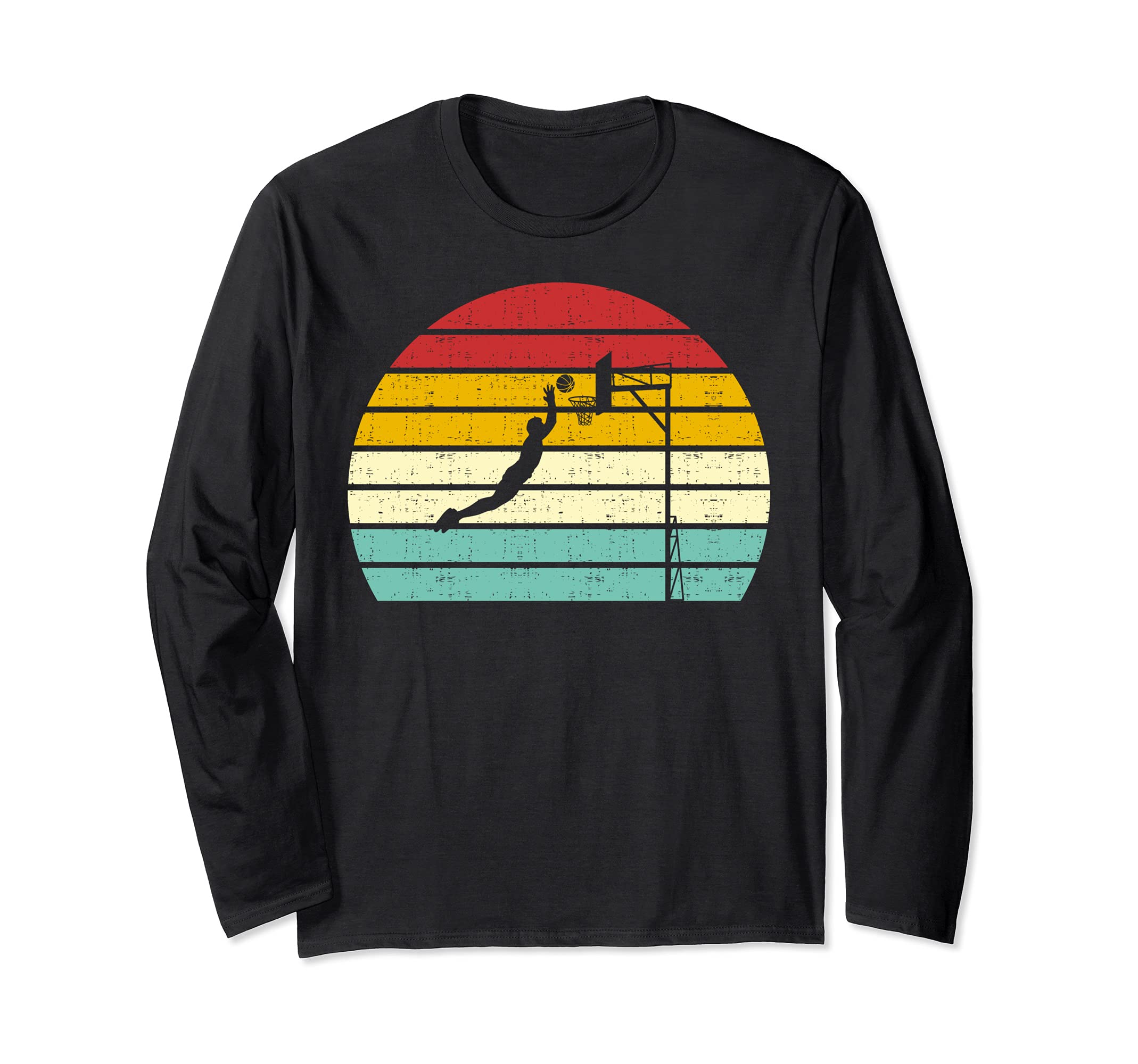 vintage retro sunset basketball sports players fan design Long Sleeve T-Shirt