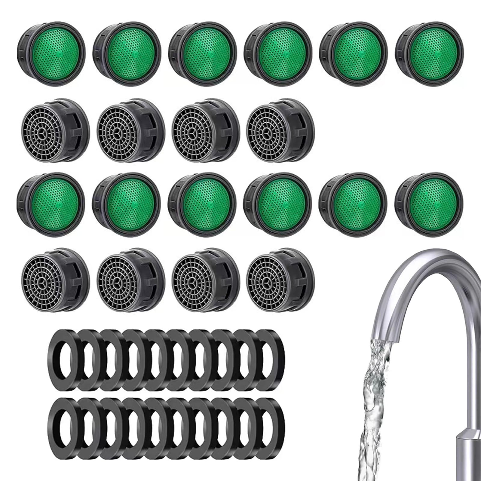EULAPGOE 20 Pcs Faucet Aerator, Tap Aerator, Faucet Filter, Faucet Limiter, Faucet Aerator with Gasket, Faucet Replacement Parts