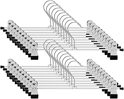 IEOKE Pant Hangers, Skirt Hangers with Clips Metal Trouser Clip Hangers for Heavy Duty Ultra Thin Space Saving