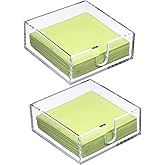 Acrylic Cocktail Napkin Holder for Table, Clear Beverage Napkin Holder Square Rectangle for Dinner, Kitchen, Bathroom, Restaurant, Bar (2 Pieces, 5.5 x 5.5 Inch)