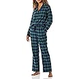 Amazon Essentials Women's Flannel Long-Sleeve Button Front Shirt and Pant Pajama Set