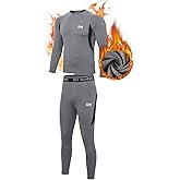 MEETYOO Thermal Underwear for Men, Winter Gear Long Johns Base Layer Top and Bottom Set for Skiing Running