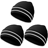 JenPen 3 Pcs Safety Beanie Reflective Hat Winter High Visibility Unisex Knit Beanie Hat Running Cap Headwear for Men Women