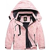 Keevoom Girl's Waterproof Ski Jacket Fleece Snow Coat Windproof Warm Winter Snowboarding Jacket with Removable Hood