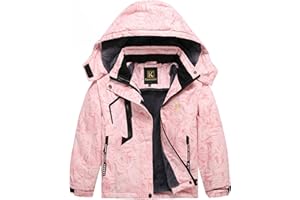 Keevoom Girl's Waterproof Ski Jacket Fleece Snow Coat Windproof Warm Winter Snowboarding Jacket with Removable Hood