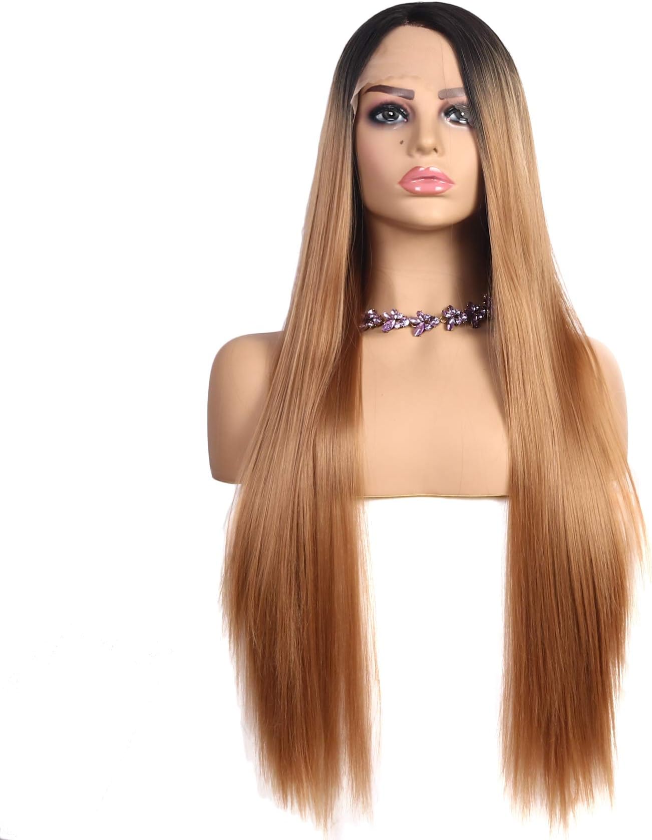 YanT HAIR Glueless Lace Front Wigs 30" Straight Synthetic Wigs