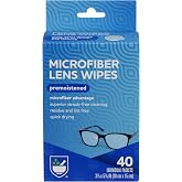 Rite Aid Eye Care Microfiber Lens Wipes, Premoistened, Individually Wrapped Packets - 40 Count | Quick Drying, Anti-Streak Formula| Eyeglass Cleaning Wipes | Eye Glass Cleaner and Cloths | Lens Wipes